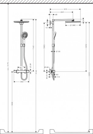 Hansgrohe Raindance Select 300 27114000 Душевая стойка с поворотным держателем