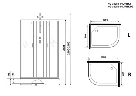 Niagara NG-33084-14LBKT 100x80 душевая кабина