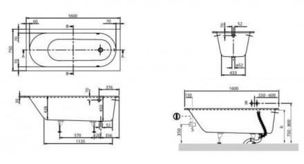 Villeroy Boch Oberon 160x75 ванна с гидромассажем