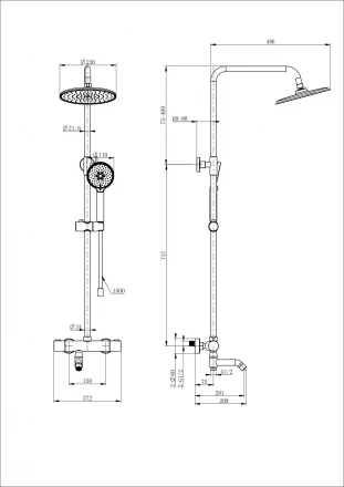 Wonzon &amp; Woghand Inn WW-B3047-A-MW Душевая система с термостатом белый матовый