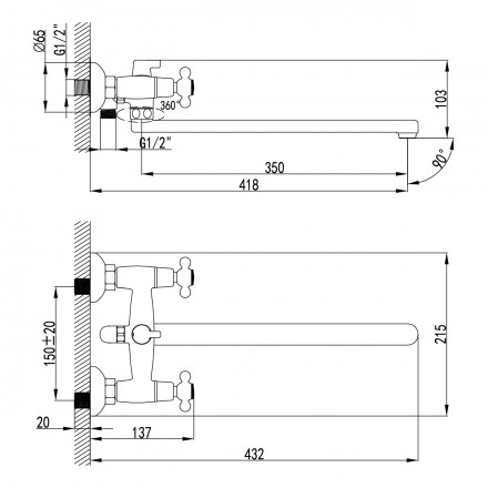 Lemark Standard LM2112C смеситель для ванны и душа