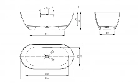 Vincea VBT-4S04MW Ванна Solid Surface белый матовый