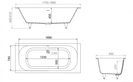 KUPÁLA BAIKAL 188x85 ванна прямоугольная