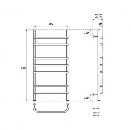 Полотенцесушитель водяной Point PN07158 П7 500x800, хром