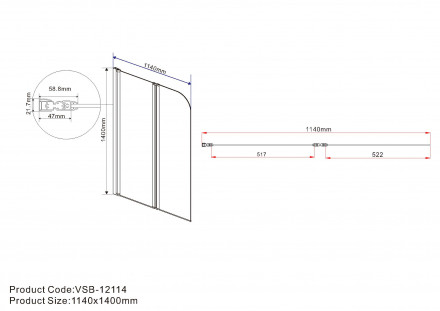 Vincea VSB VSB-12114CLB душевая шторка на ванну