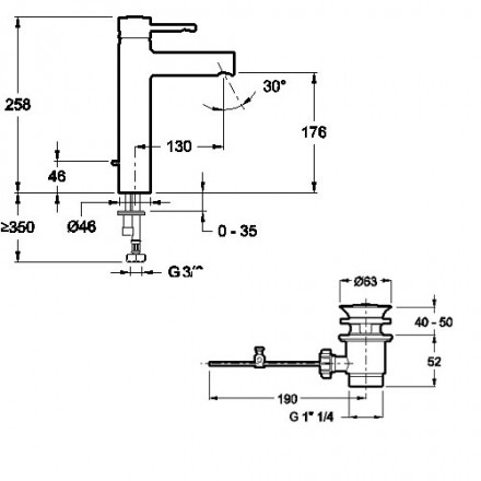 Jacob Delafon Cuff E37303-CP Смеситель для раковины