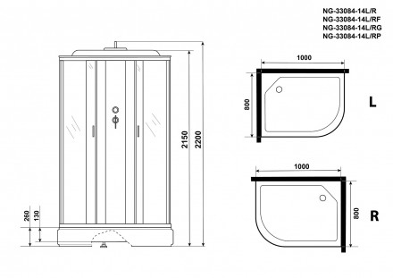 Niagara NG-33084-14R 100x80 душевая кабина