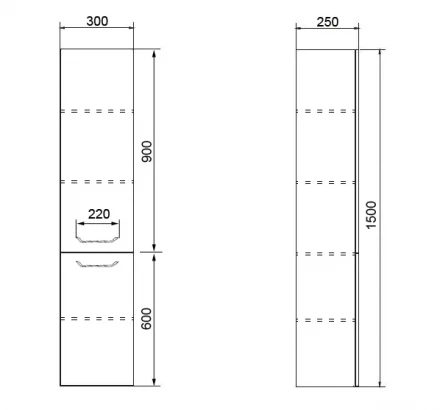 Azario Ника CS00080414 Пенал подвесной универсальный 1500х300х250 белый