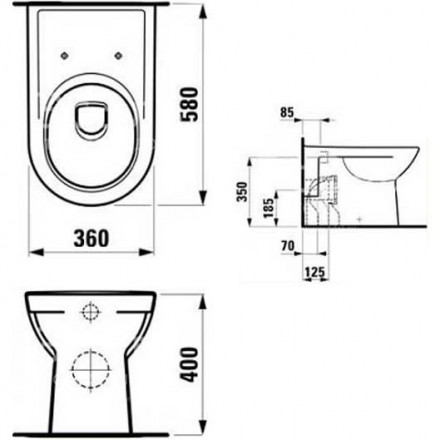 Laufen Pro 8.2295.1.000.000.1 Напольный унитаз под скрытый бачок (чаша)