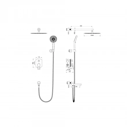 Wonzon &amp; Woghand Frame WW-88939010-MB Душевая система встраиваемая черный матовый