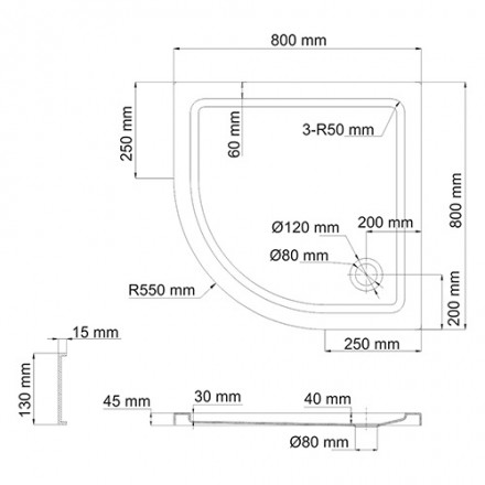 WasserKRAFT Isen 26T00 Душевой поддон 80x80