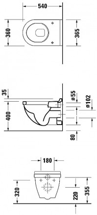Duravit Starck 3 2225090000 Подвесной унитаз (чаша)