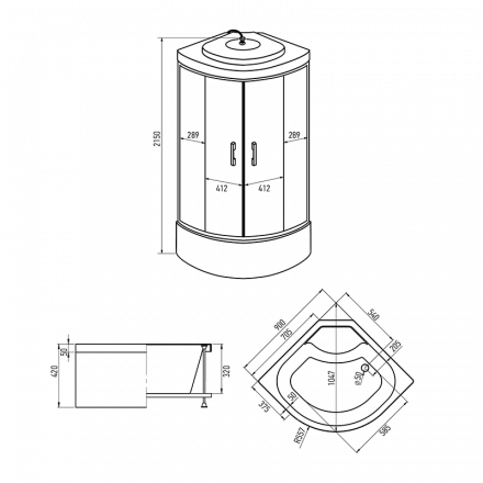 Erlit ER3509TP-C3 душевая кабина 90x90