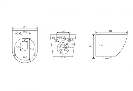 ABBER AC1100-AC0105-AC0120 Комплект подвесной унитаз Bequem с инсталляцией и кнопкой хром 