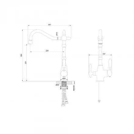 Wonzon &amp; Woghand WW-88458006-MB Смеситель для кухни c подключением фильтра черный матовый