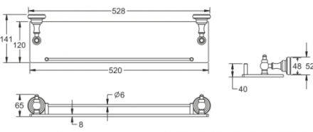 Rose RG1119 Полка стеклянная хром