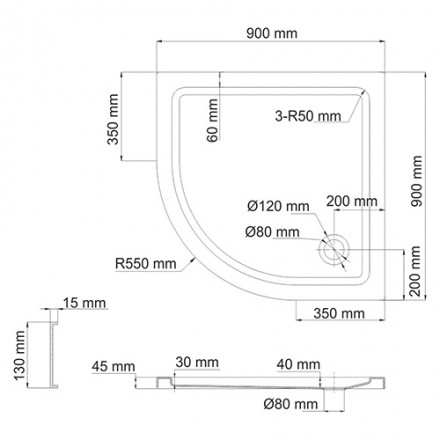 WasserKRAFT Isen 26T01 Душевой поддон 90x90