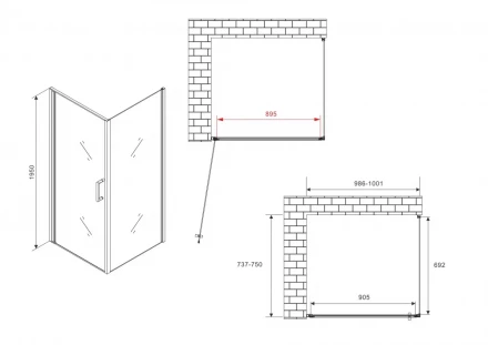ABBER Sonnenstrand AG04100B-S75B душевой уголок