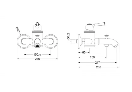 AQUATEK КЛАССИК AQ1540PG смеситель для ванны
