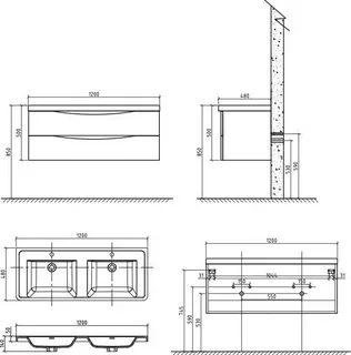 Belbagno ANCONA-N-1200-2C-SO-2-RW Тумба под раковину подвесная