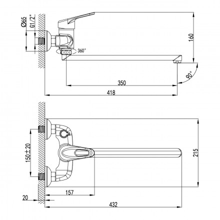 Lemark Luna LM4117C смеситель для ванны и душа