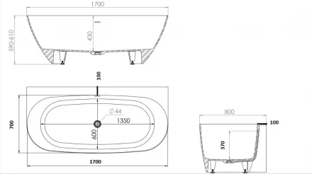 KUPÁLA OBEREG 170x80 пристенная ванна