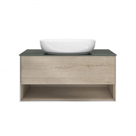 Kerama Marazzi Plaza Modern 100 тумба подвесная с ящиком и полкой, дуб Орегон