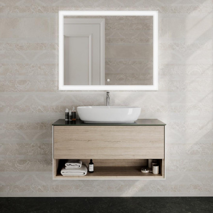 Kerama Marazzi Plaza Modern 100 тумба подвесная с ящиком и полкой, дуб Орегон