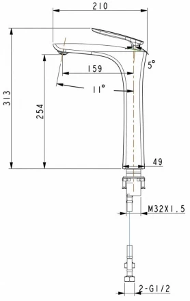Timo Helmi 4011/00-16F chrome white Смеситель для раковины чаши высокий