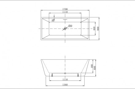Azario ROWDEN 170x80x60 ванна акриловая свободностоящая