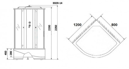 Niagara Classic NG3320-14R 1200х80 душевая кабина высокий поддон(45см)
