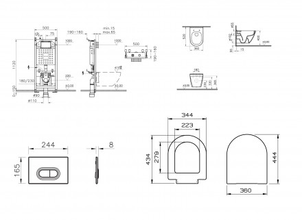 Vitra Integra Round L-box 9004B003-7202 Унитаз подвесной в комплекте с инсталляцией (клавиша хром ма
