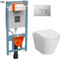 Vitra Integra Round L-box 9004B003-7202 Унитаз подвесной в комплекте с инсталляцией (клавиша хром ма