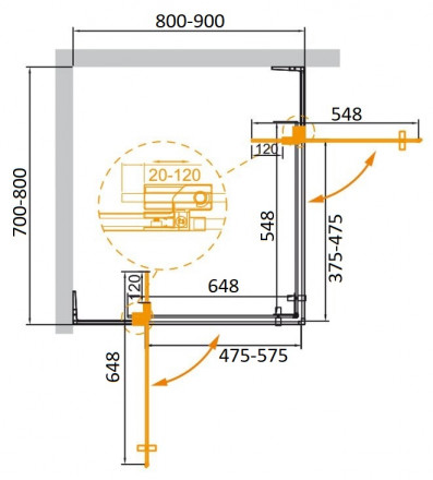CEZARES ECO-O-AS-1-90-C-Cr душевой уголок