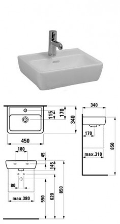 Laufen Pro 8.1195.1.000.104.1 раковина 45x34 см
