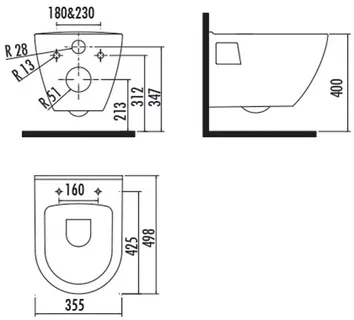 Creavit TP325-11CB00E-CA00 унитаз подвесной (чаша)