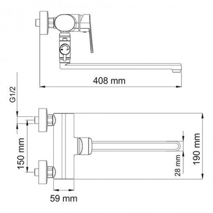 Wasserkraft Donau 5302L Смеситель для ванны с длинным изливом