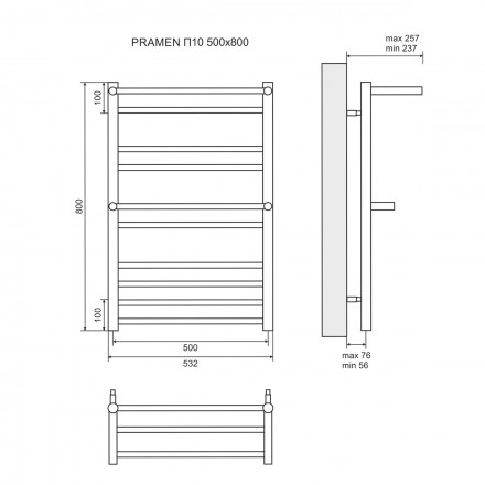 Lemark Pramen LM33810 П10 500x800 Полотенцесушитель водяной