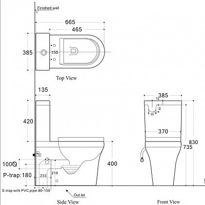 Aquanet Nova BL-101N-TPT-A Rimless Унитаз напольный