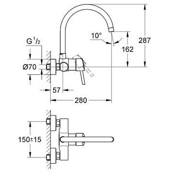 Grohe Concetto 32667001 Смеситель для кухни настенный