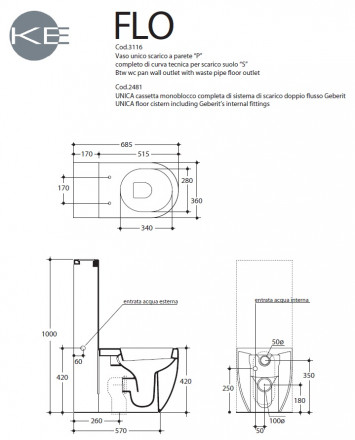 Kerasan Flo 3116 Напольный унитаз (чаша)