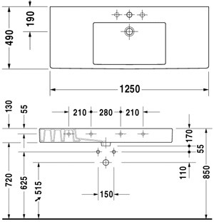 Duravit Vero 0329120000 Раковина 125 см