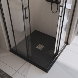 BelBagno UNO TRAY-MR-UNO-A-90-35-NERO-CR душевой поддон из искусственного мрамора в комплекте с сифоном