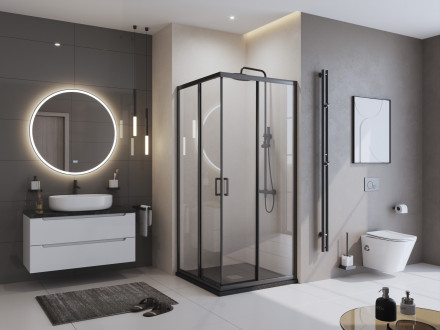 BelBagno UNO TRAY-MR-UNO-A-90-35-NERO-CR душевой поддон из искусственного мрамора в комплекте с сифоном