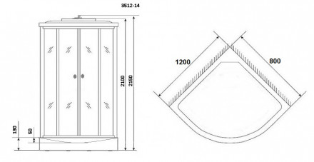 Niagara Classic NG3512-14L 1200х80 душевая кабина низкий поддон