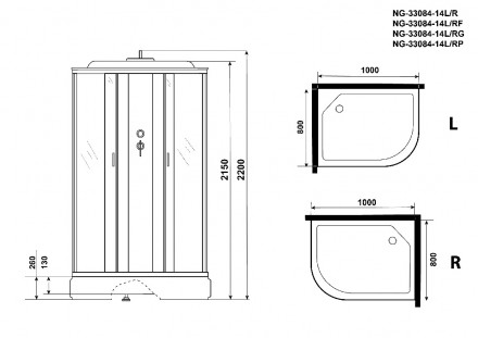 Niagara NG-33084-14RF 100x80 душевая кабина