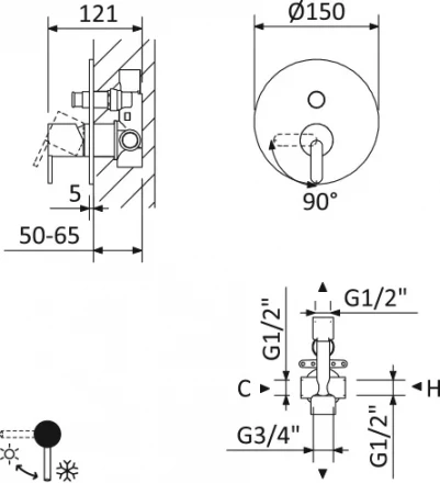 CEZARES LEAF-VDIM-L-01 встраиваемый смеситель