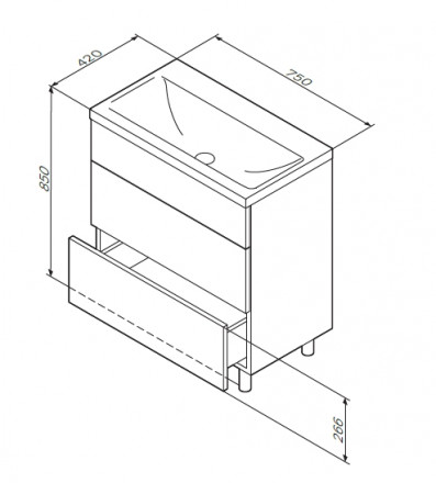 Am.pm Gem M90FHX07521DM тумба 75 под раковину с 1 ящиком синий