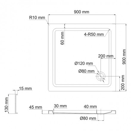 WasserKRAFT Amper 29T03 Душевой поддон 90x90