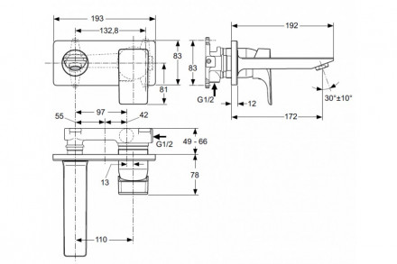 Ideal Standard Strada A5948NU Скрытая часть смесителя для раковины